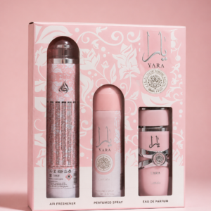 Kit Yara Lattafa 3 Piezas – Perfume + Body Spray + Air Freshener